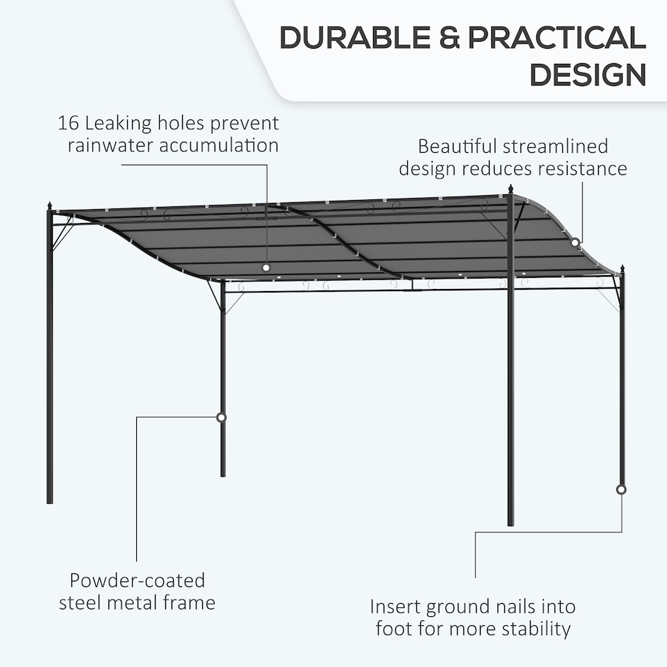 image 1 of Outsunny 4 x 3 Meters Canopy Metal Wall Gazebo Awning Garden Marquee Shelter Door Porch  Cream