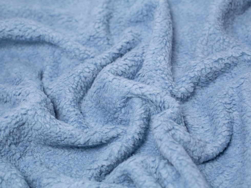 Minerva Core Range Blue Cotton Sherpa Fleece Fur Fabric for Dressmaking, Toy Making, 150cm / 59" Wide - per metre