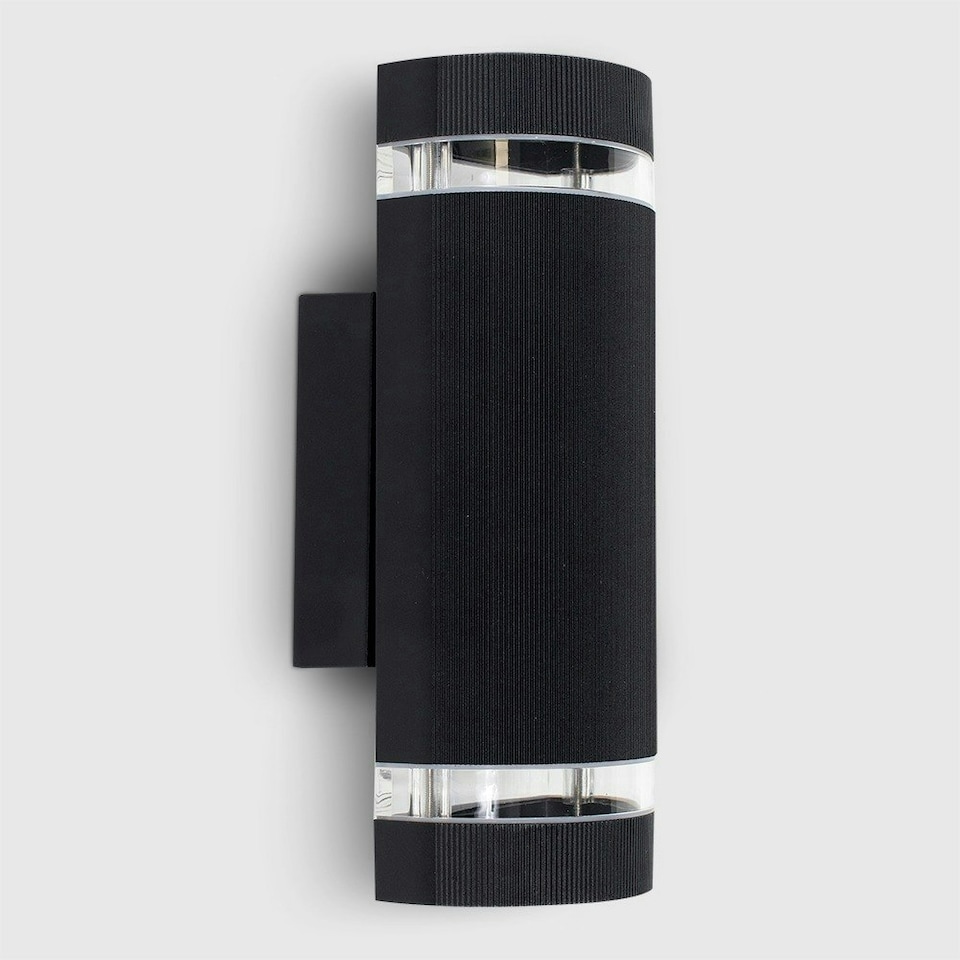 image 1 of ValueLights Black Ryston Outdoor Wall Up-Down Light with 5W Cool White Bulb