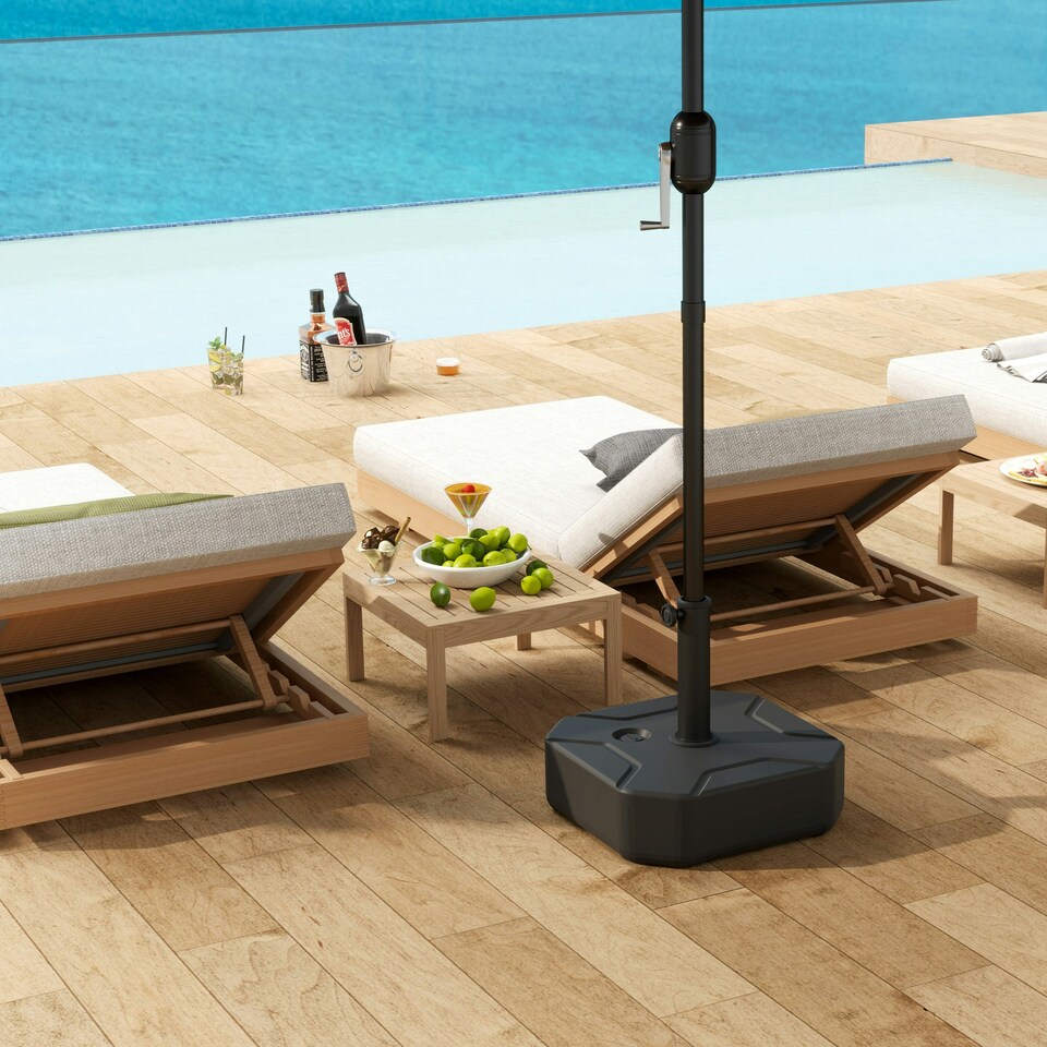 image 1 of Outsunny Square Garden Parasol Base, Sand/Water Filled Parasol Stand, Black