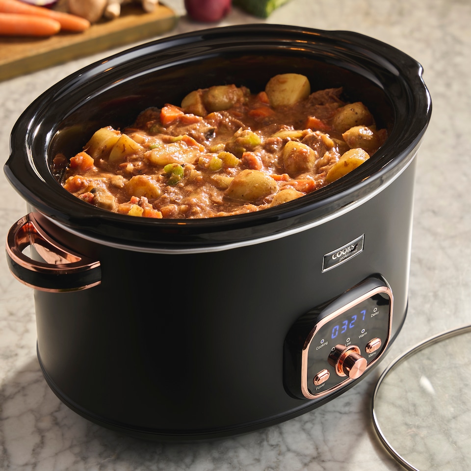 image 1 of Cooks Professional 8L Digital Slow Cooker with Glass Lid | Black | Black & Copper