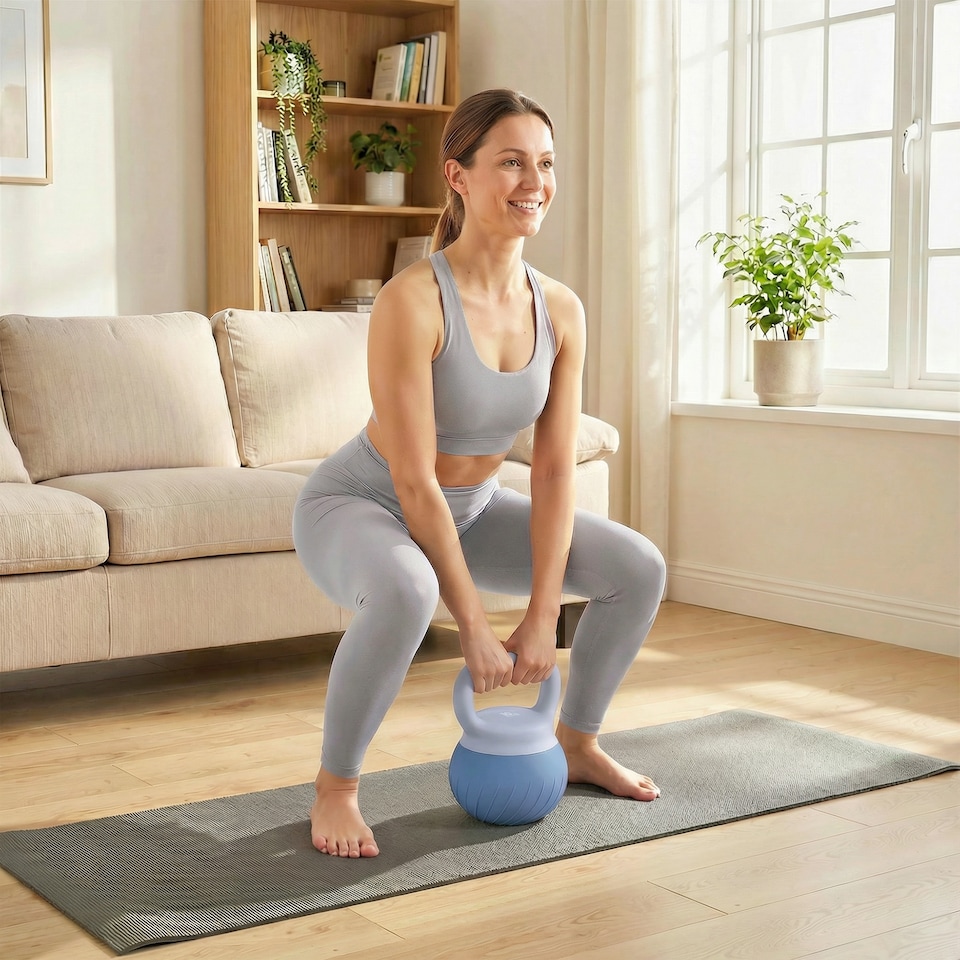 image 1 of SPORTNOW Soft Kettlebell, 10kg Kettle Bell with Anti-Slip Grip for Home Gym | Blue | Blue | 10