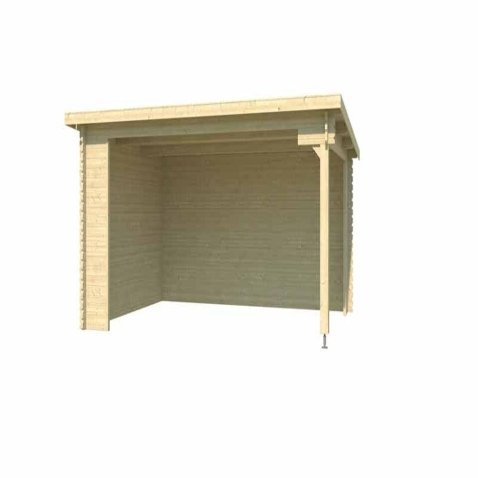 image 1 of Columbus-Log Cabin, Wooden Garden Room, Timber Summerhouse, Home Office - L435 x W349 x H245.1 cm Brown