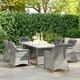 image 8 of Outsunny 6 Seater Rattan Dining Set with Glass Top Table and Cushions, Grey