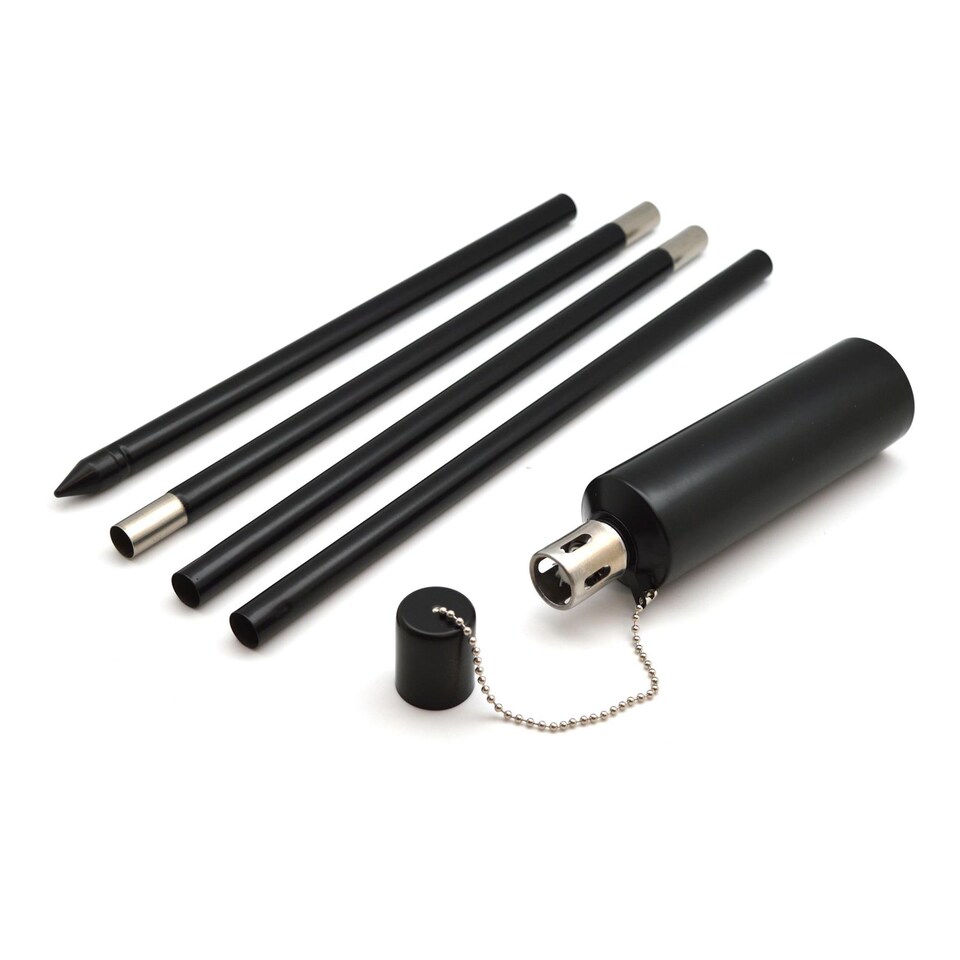 image 1 of Harbour Housewares Metal Garden Torches - Cylinder - Black - Pack of 6