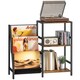 image 1 of HOMCOM Record Player Stand, 3-Tier Side Table with Vinyl Record Storage, End Table with 3 Oxford Cloth Magazine Racks for Living Room, Bedroom, Rustic Brown | Brown