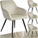 image 1 of Dining Chair Marilyn - with armrests, padded, velvet look, black steel legs - Set of 4 Cream | Cream/Black