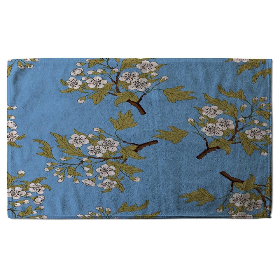image 1 of Orchid Branches on Blue (Kitchen Towel)