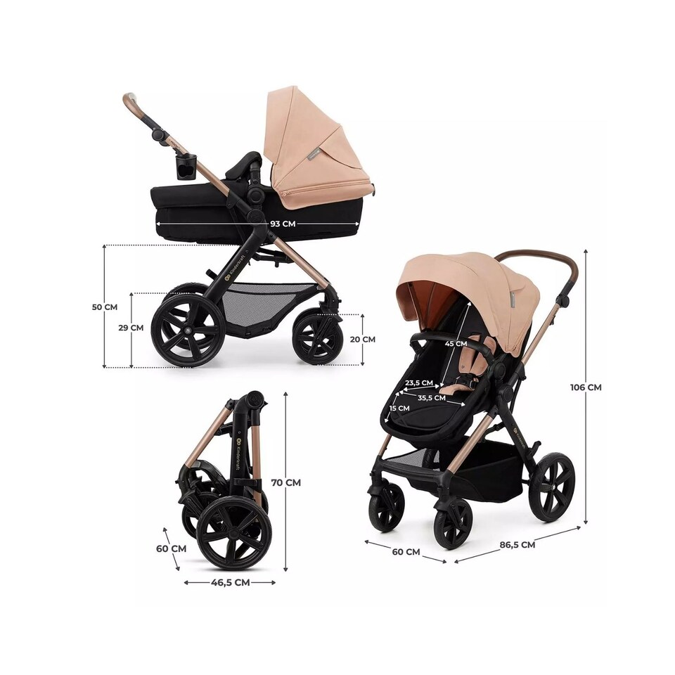 image 1 of Kinderkraft Travel System Moov 2 3In1 + Mink Pro Car Seat
