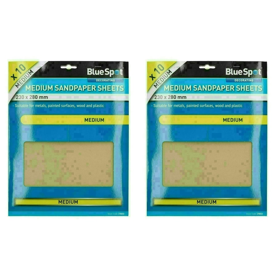 image 1 of 20pc Assorted Sandpaper Sanding Sheets for Metal Wood Plastic Medium 100 Grit