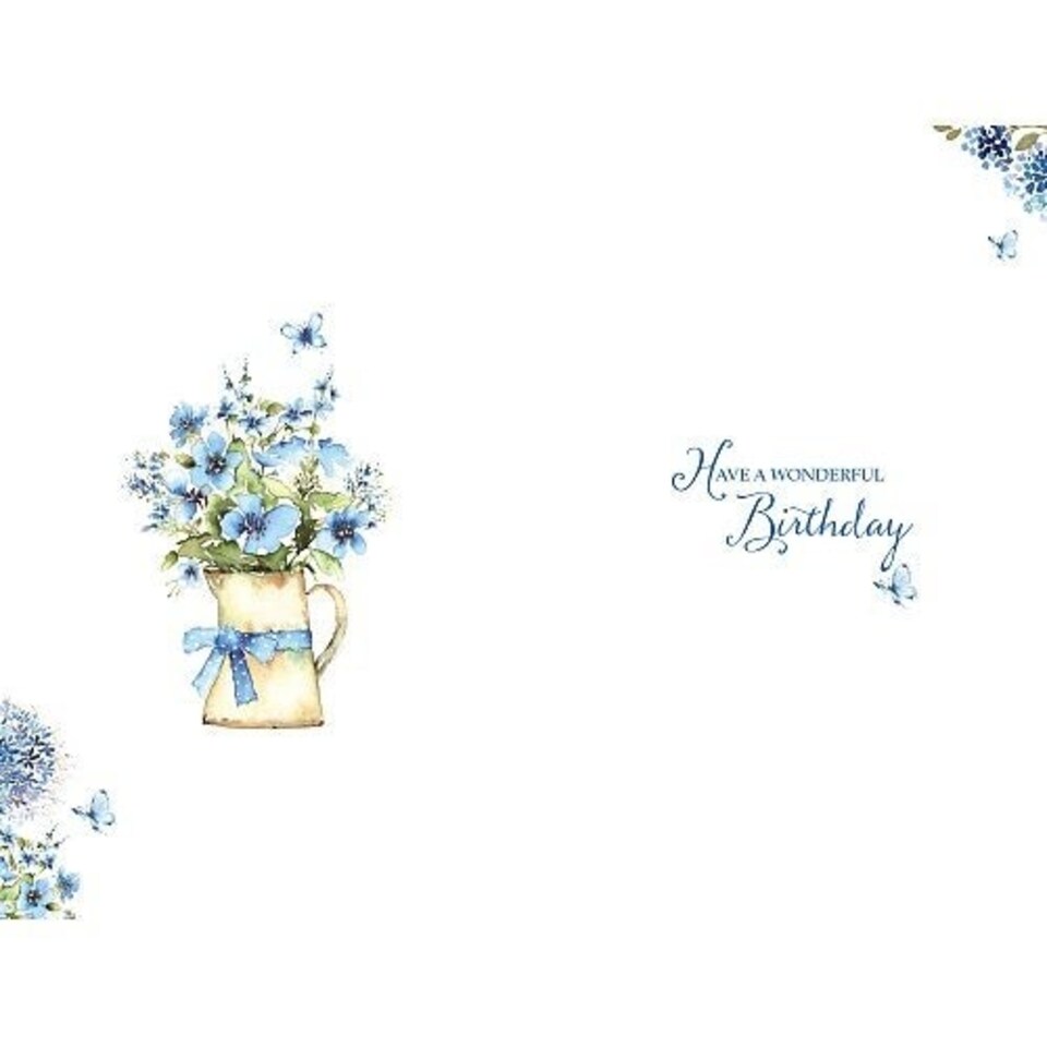 image 1 of Birthday Blue Butterflies Lovely Verse New Wishing Well Studios Greetings Card
