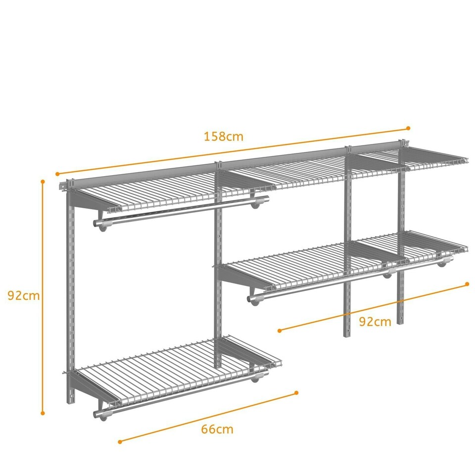 image 1 of COSTWAY Wall Mounted Closet System Hanging Organizer Rack Grey | One Size
