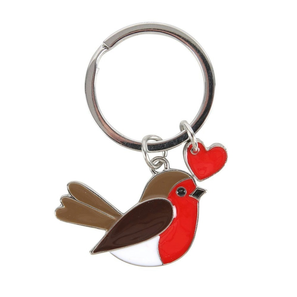 Something Different Garden Robin Keyring - Red/Brown/Green - One Size