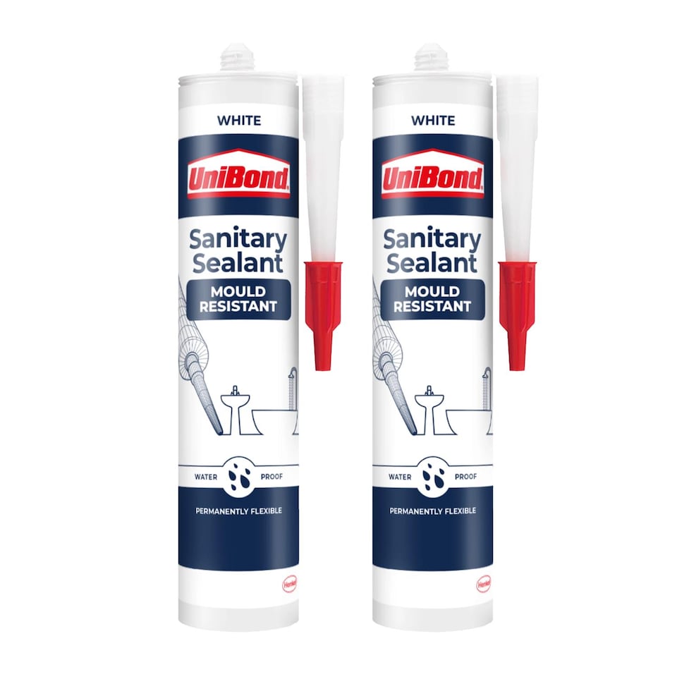 image 1 of UniBond Mould Resistant Sanitary Sealant Cartridge White 274 g, 2 Pack