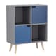 image 1 of Grey 4-Cube Storage Unit with 2 Wooden Doors and Legs | Blue | Blue & Pine | 1