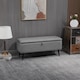 image 2 of HOMCOM Storage Ottoman with Flip Top, Rectangular Upholstered Bench, Linen Look Fabric Footstool with Steel Legs for Living Room, Bedroom, Grey