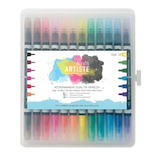Artiste Permanent Marker Pens, Multicoloured, Pack of 12, Dual Tip (Thick & Thin)