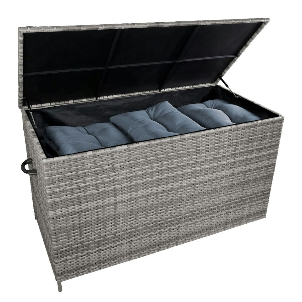 image 1 of Rattan Cushion Storage Box - Grey