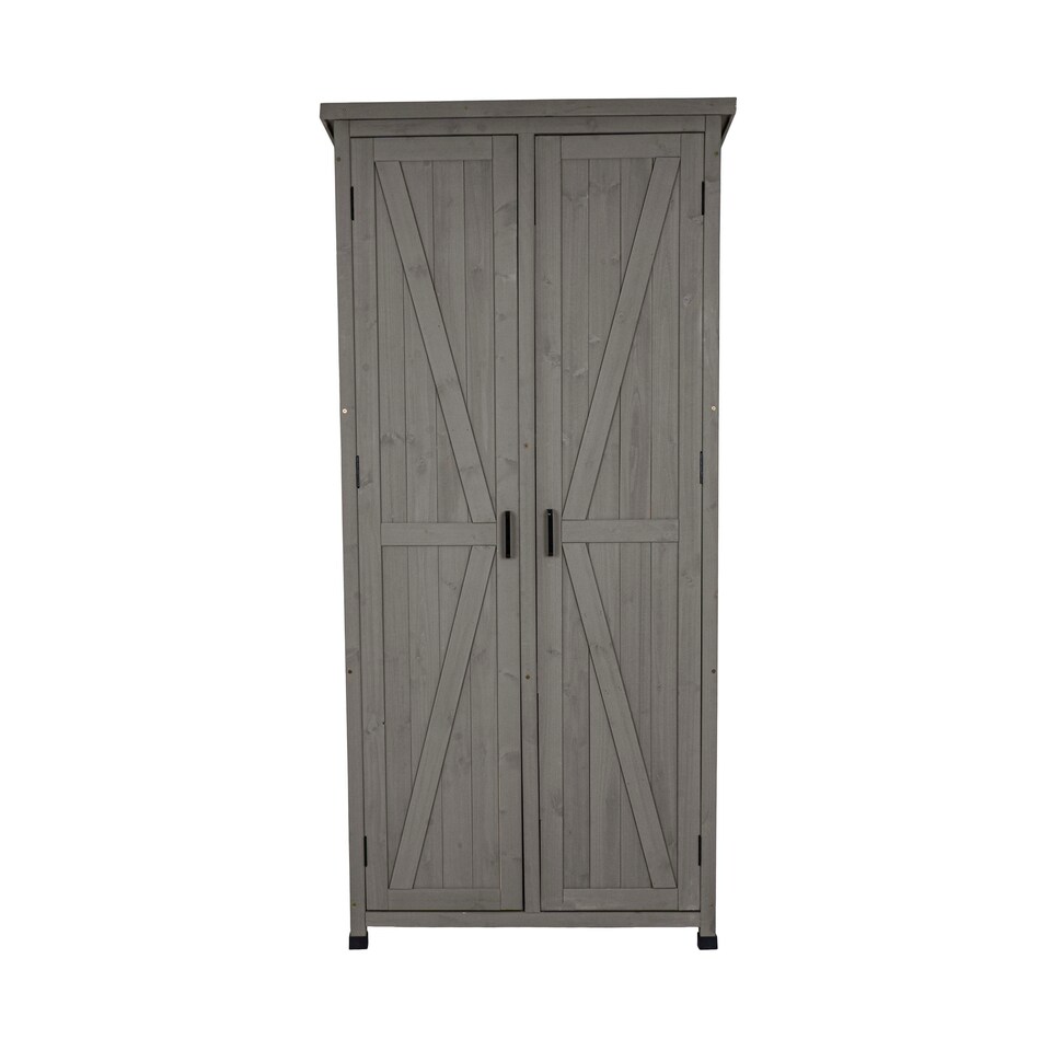 image 1 of Tall Garden Wooden Storage Shed Grey