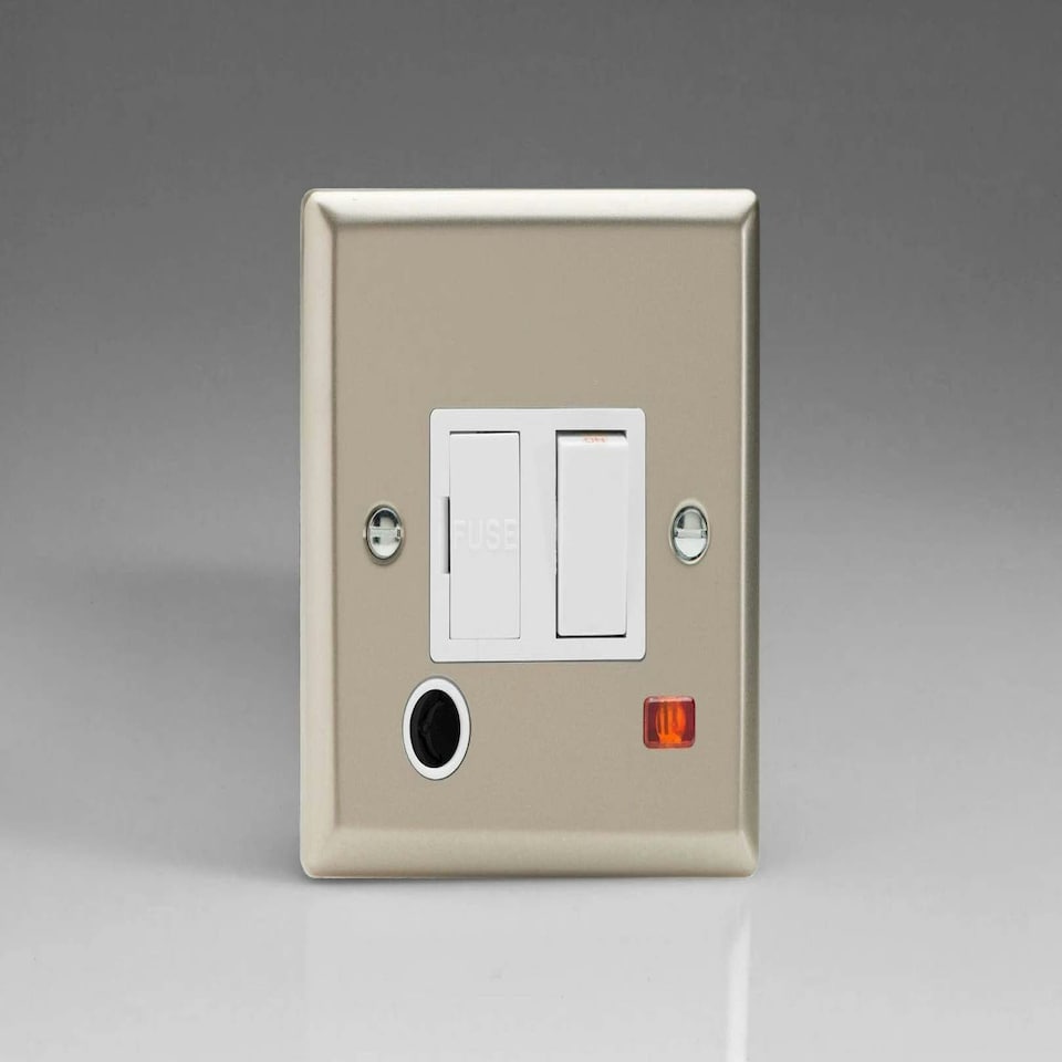 Varilight 13A Switched Fused Spur + Neon + Flex Outlet Satin Chrome XN6FONW | Multi