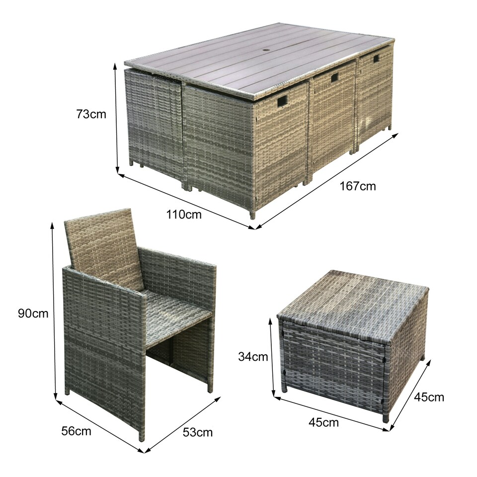 image 1 of HESTIA Rattan Dining Set 10 Seater Cube for Garden Patio