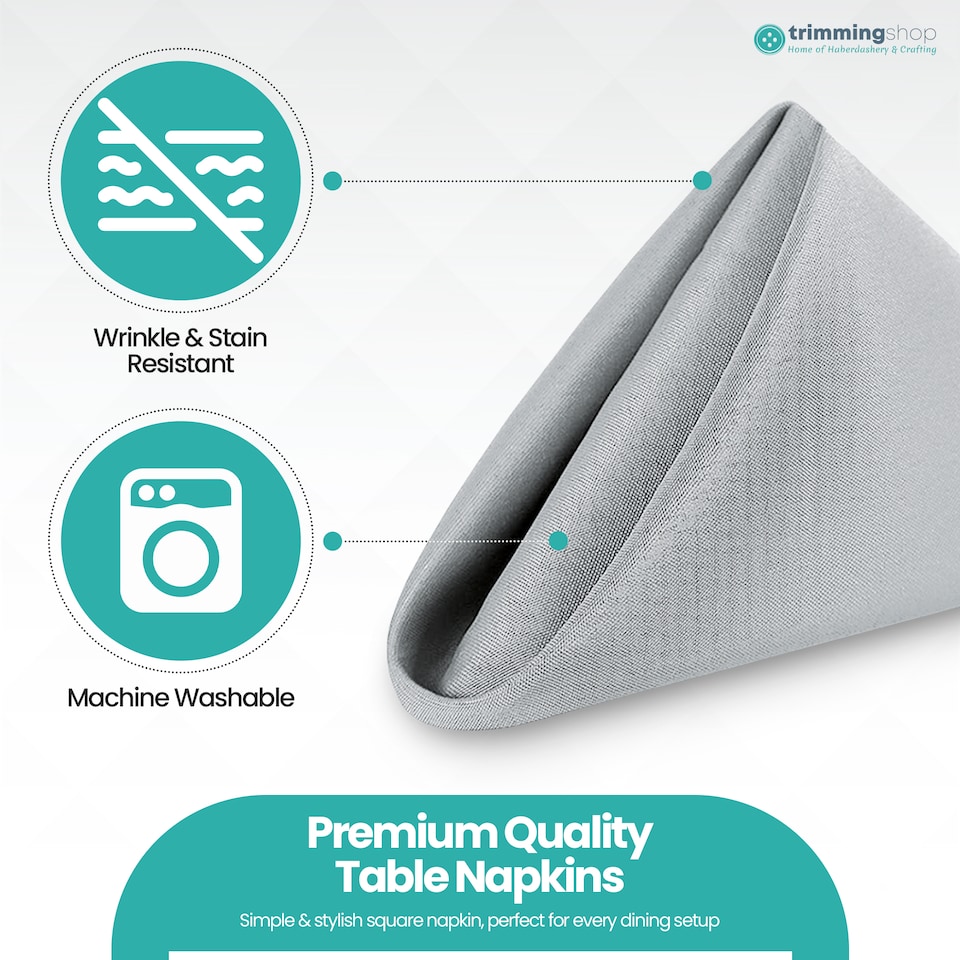 image 1 of 1pc Polyester Table Napkins, Wrinkle-Resistant Cloth Napkin - 20 Inch