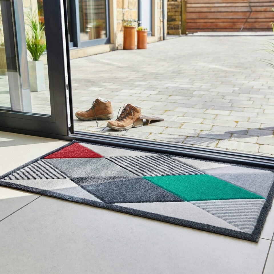image 1 of JVL Solemate Hand Carved Machine Washable Door Mat 57x100cm - Gem