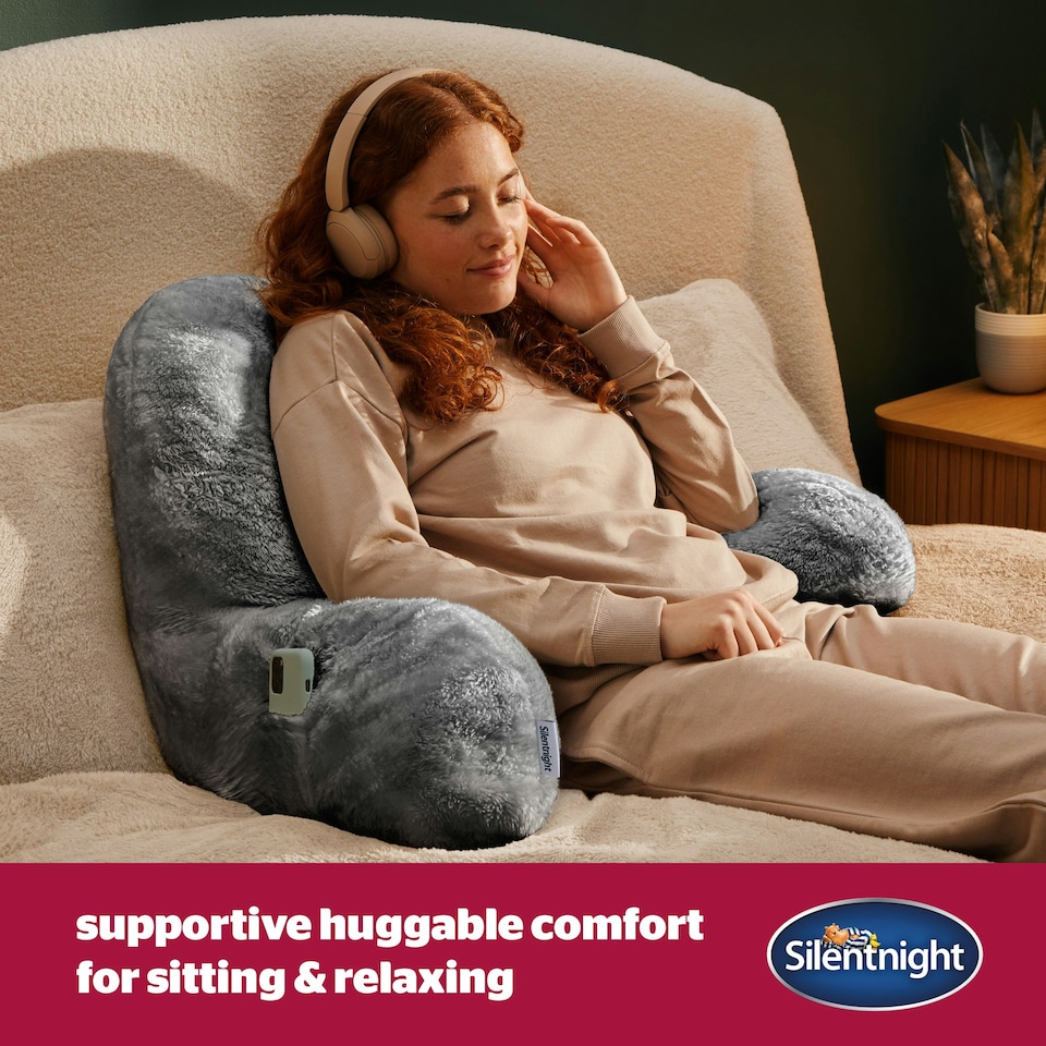 image 1 of Silentnight Cosy Cuddles Pillow, Back Support Reading Pillow, Grey