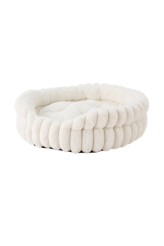 image 1 of Living and Home Pet Bolster Bed for Cat and Dog | White | S