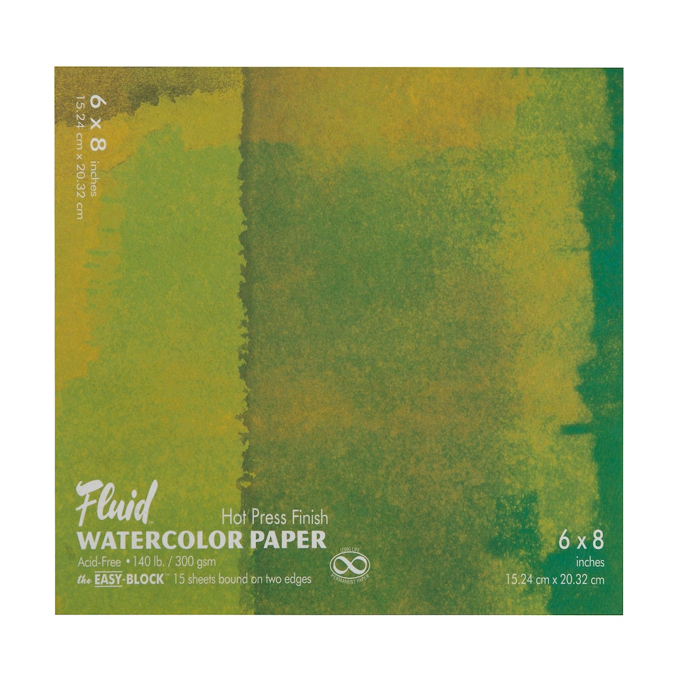 image 1 of Speedball Fluid Hot Press Watercolour Paper Block, White, 6 x 8inch