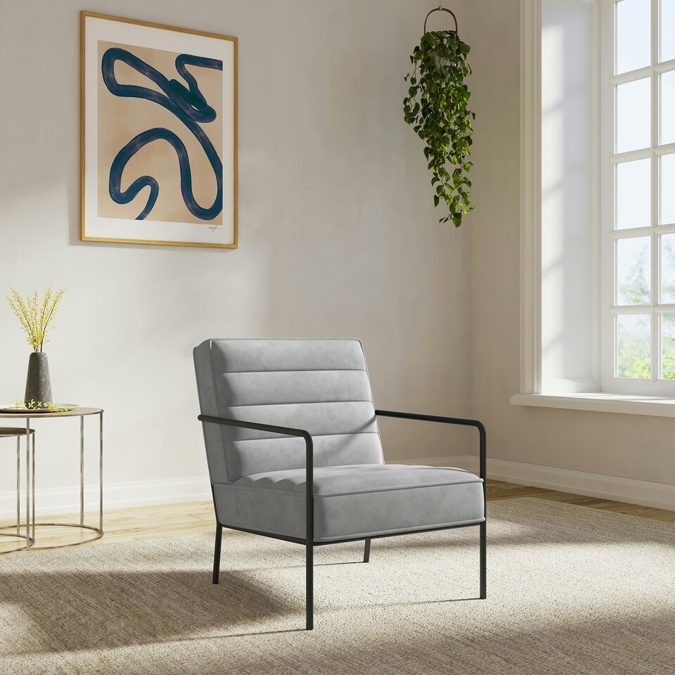 image 1 of Bookham Accent Chair in Velvet Grey