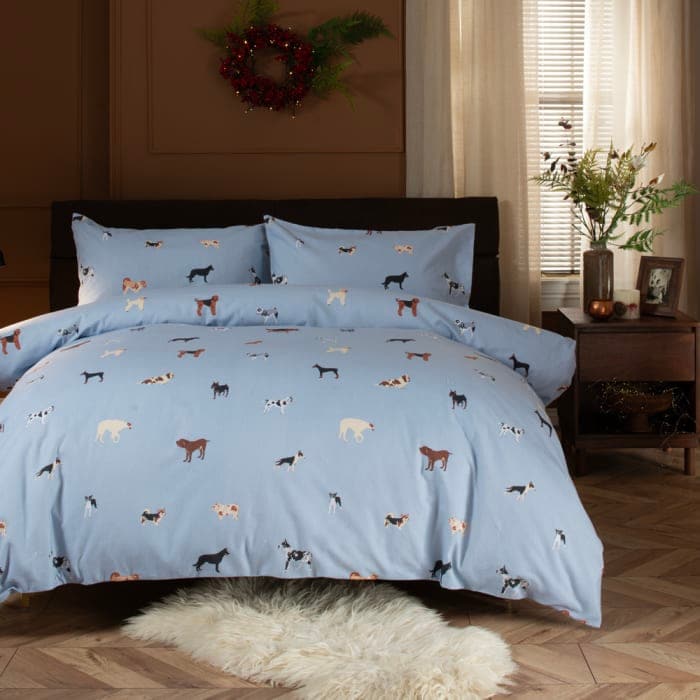 Kennel Club Grey Brushed Cotton Duvet Cover Set