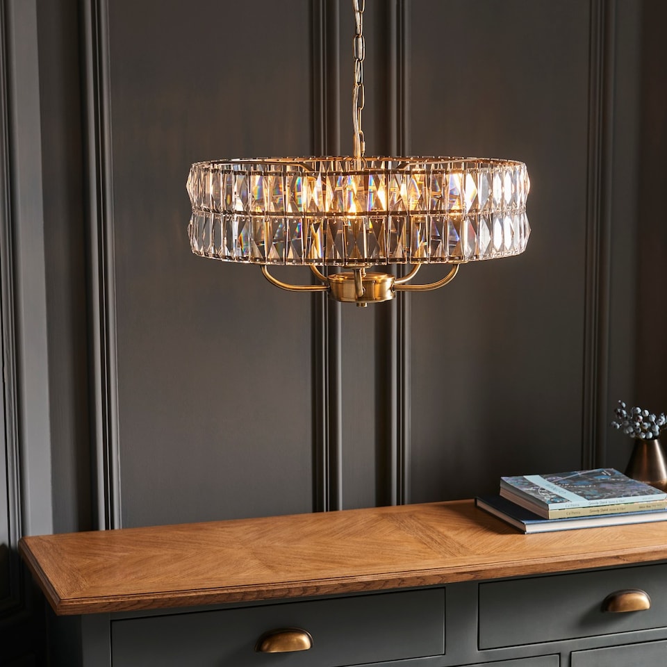 image 1 of Clifton 5 Light Multi Arm Lamp Ceiling Pendant Antique Brass