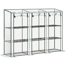Outsunny 3 Tier Lean-to Mini Greenhouse with Plastic Cover, Clear