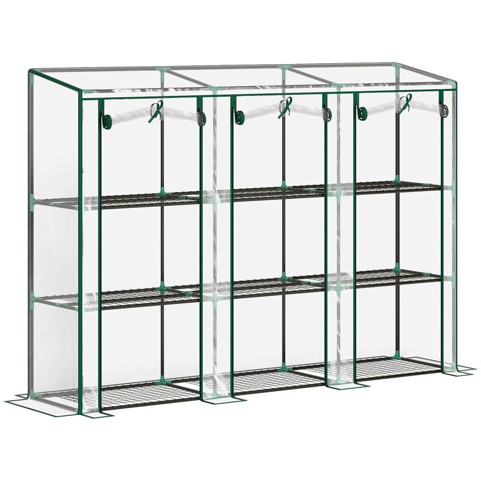 image 1 of Outsunny 3 Tier Lean-to Mini Greenhouse with Plastic Cover, Clear
