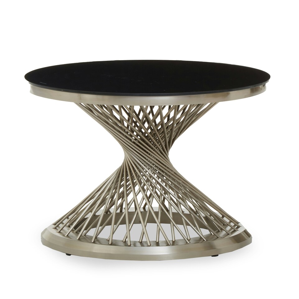 image 1 of Interiors by Premier Hourglass Side Table with Silver Base Black