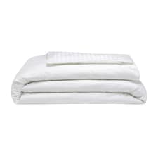 Belledorm 540 Thread Count Satin Stripe Duvet Cover Set - White - Double