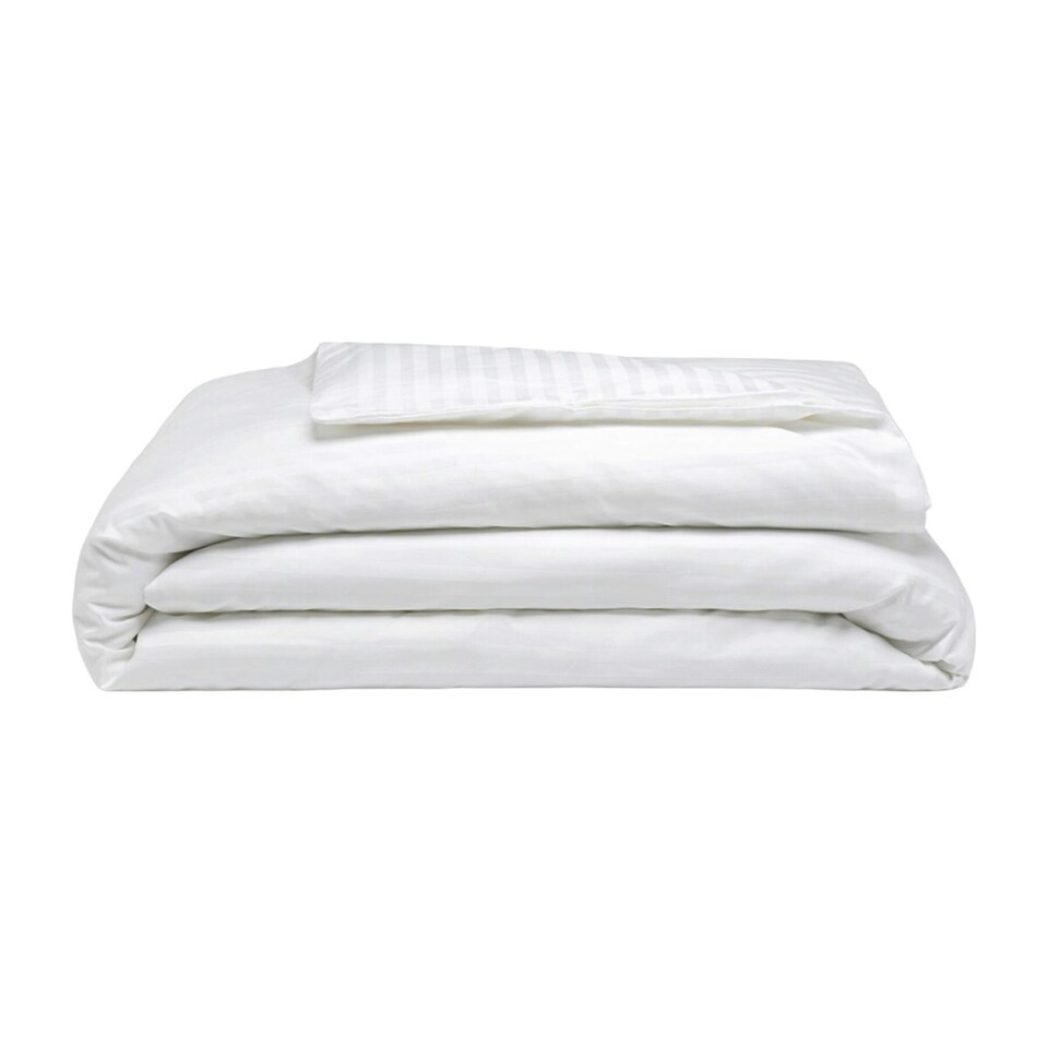 image 1 of Belledorm 540 Thread Count Satin Stripe Duvet Cover Set - White - Double
