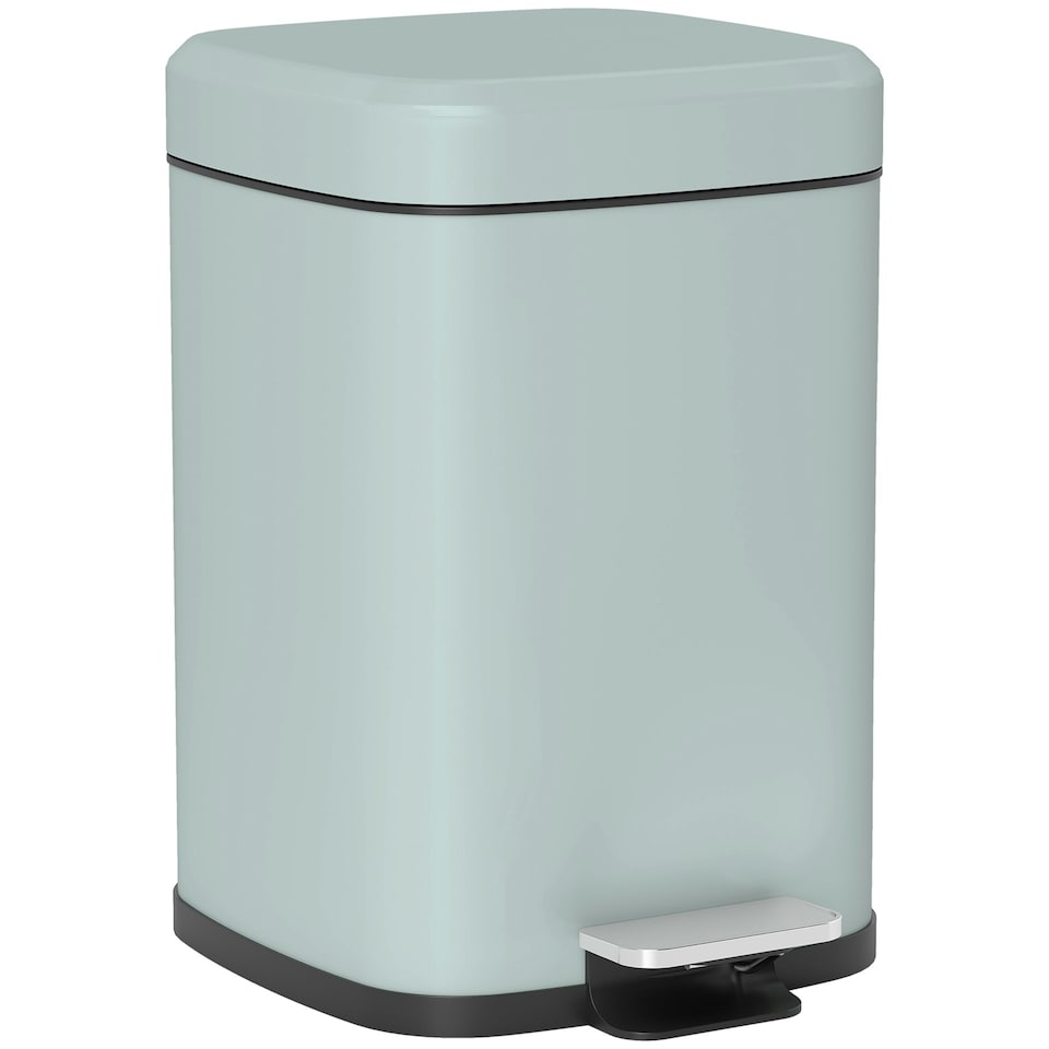 image 1 of HOMCOM 12L Kitchen Pedal Bin, Metal Rubbish Bin with Soft-close Lid Green | Light Green | 12L