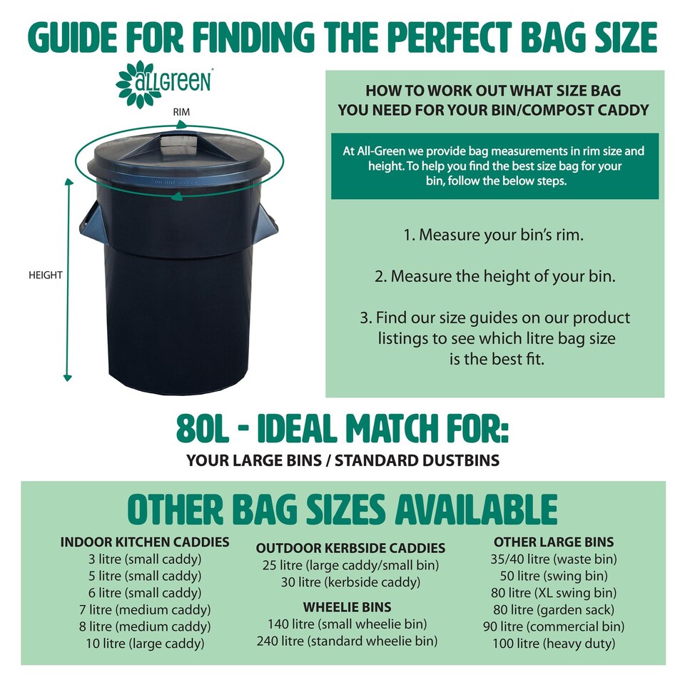 image 1 of BioLiner 80 Litre Compostable Bags for Swing Bins & Dustbins - 1 Roll