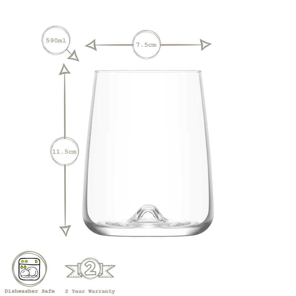 image 1 of LAV Terra Highball Glasses - 590ml - Clear - Pack of 6 Clear