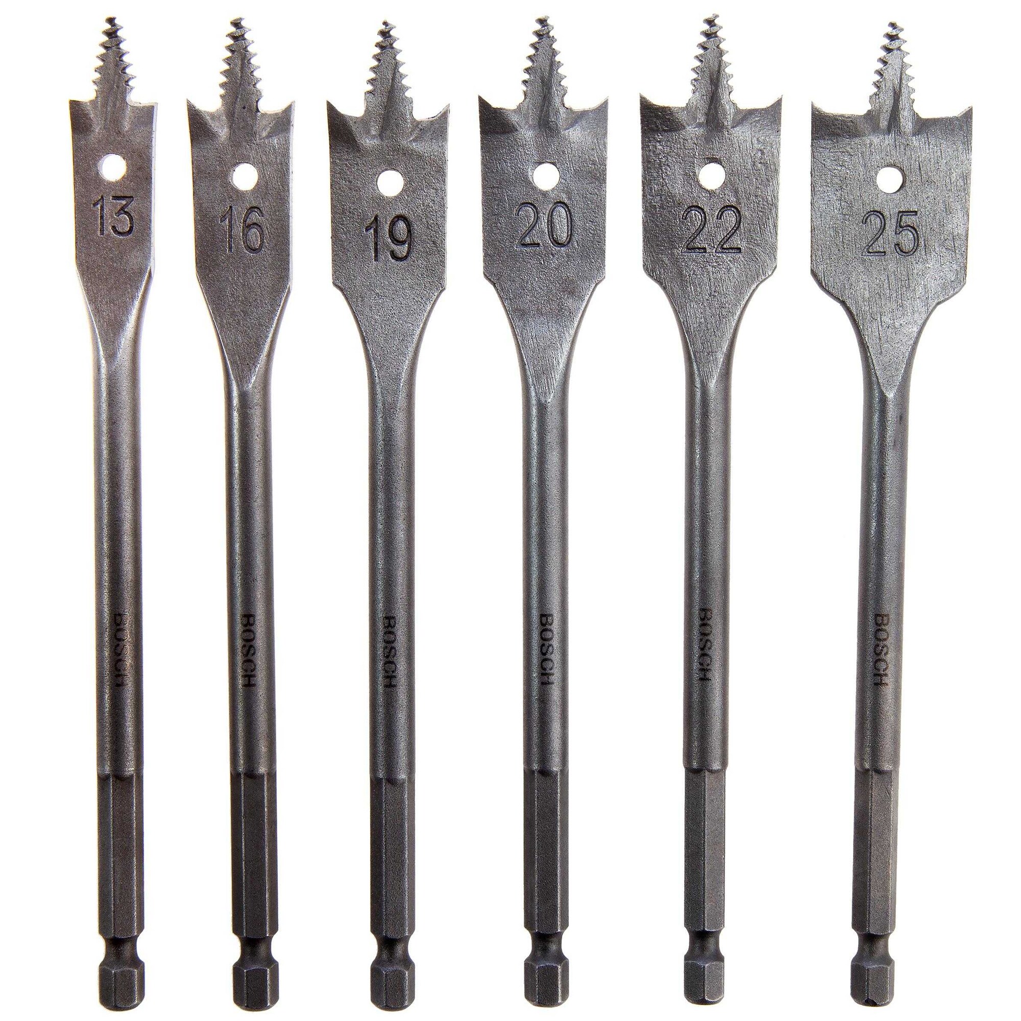 Bosch Self Drilling Flat Drill Bit Set (Pack of 6) Silver Silver One Size 1
