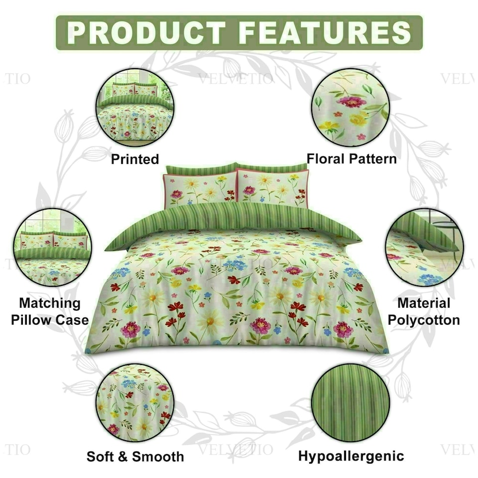 image 1 of Delphie Printed Duvet Cover Set Reversible Polycotton Beddings Multi | King