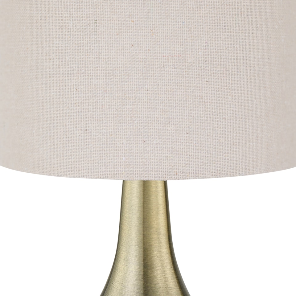 image 1 of Set of 2 Romana - Antique Brass Touch Table Lamp with Linen Shades