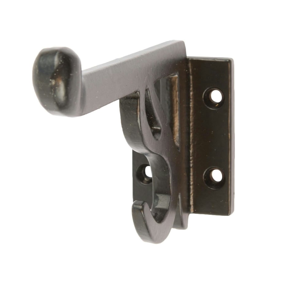 image 1 of Hammer & Tongs Ornate Flat Top Hat & Coat Hook - W35mm x H70mm - Black