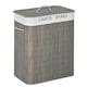 image 1 of HOMCOM 2 Section Collapsible Laundry Hamper Lid Removable Lining, Grey