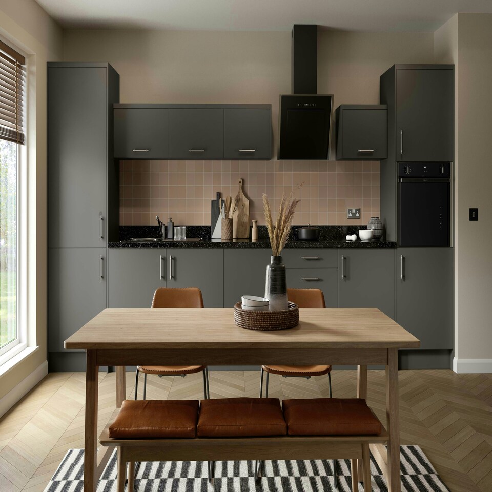 image 1 of 3 Drawer Base Unit 600mm w/ Slab Cabinet Door - Ultra Matt Graphite Grey | Ultra Matt Graphite