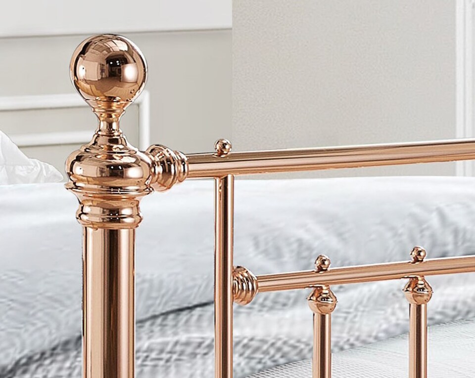image 1 of 5ft King Size Antique Victorian style,polished Rose Gold finish traditional metal bed frame bedstead | Gold | Rose Gold | King