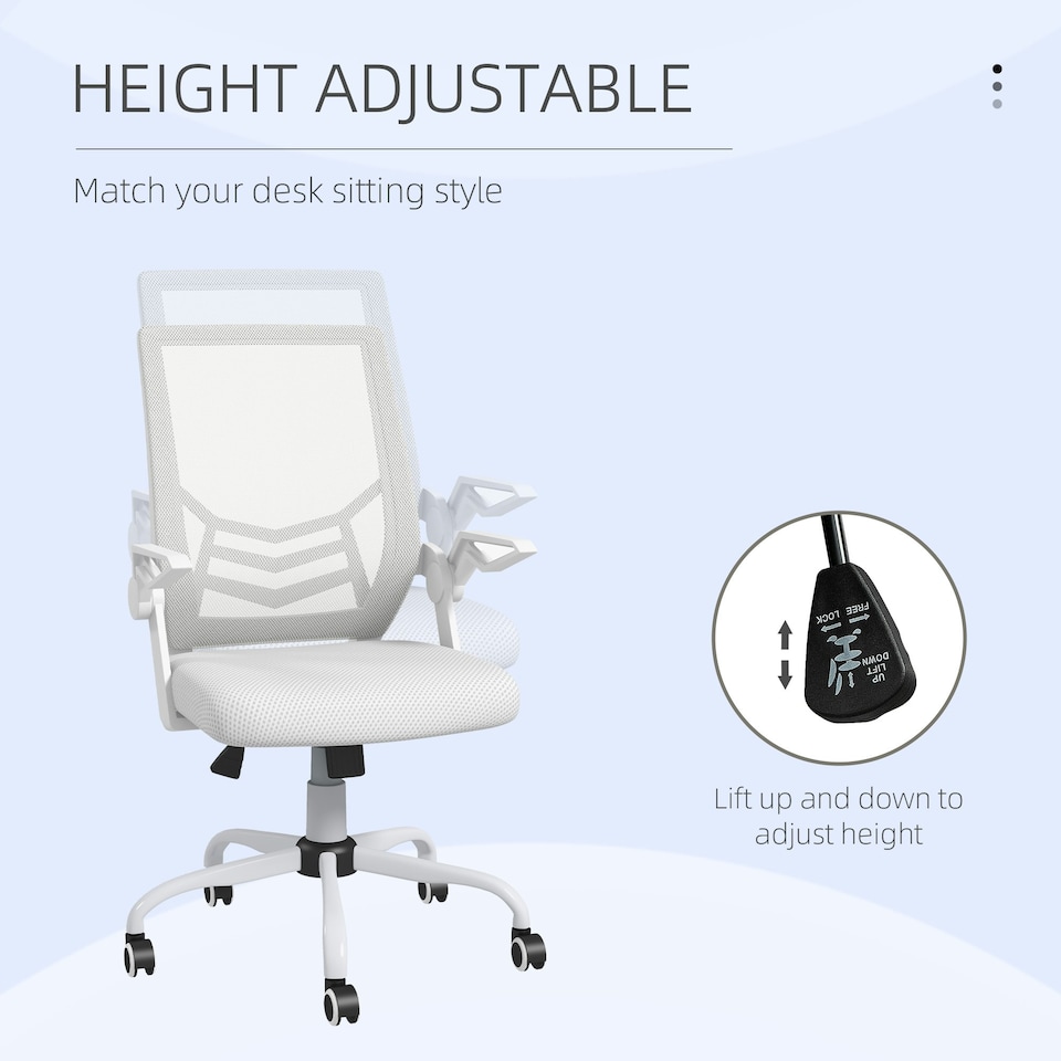 image 1 of Vinsetto Mesh Swivel Office Chair with Lumbar Support, White