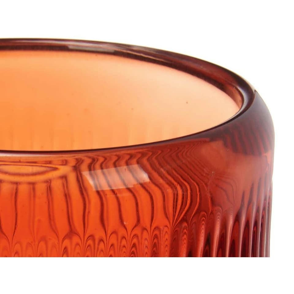image 1 of Candleholder Stripes Orange Crystal 9 x 9,5 x 9 cm (12 Units) N/A